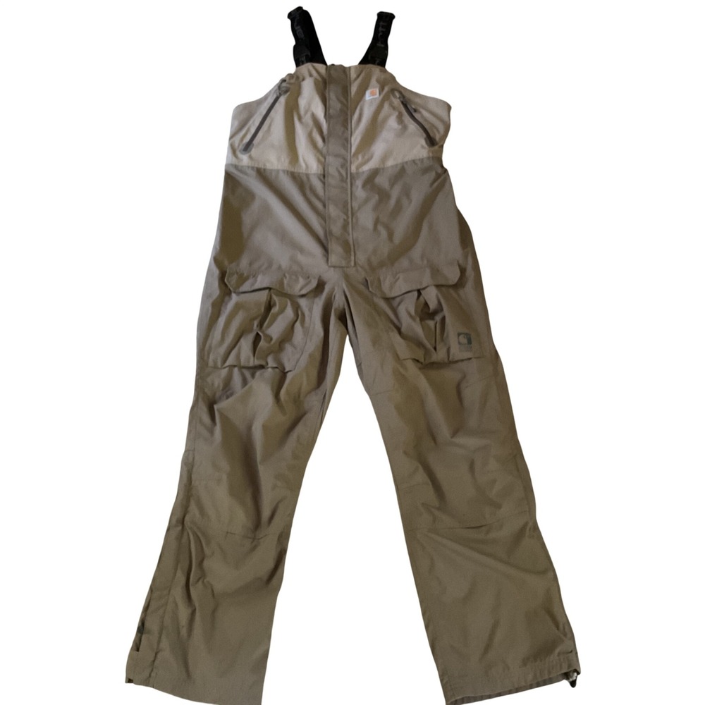 Carhartt Storm Defender Mens Bib Overalls Tan Brown Fishing Workwear Large L